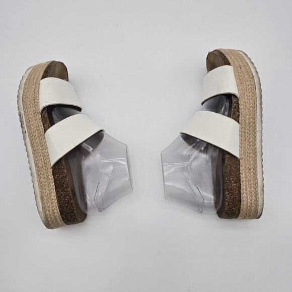 Brash Sandals Womens 8 White Slip On Leather Espadrilles Platform Shoes Twin - Picture 11 of 12